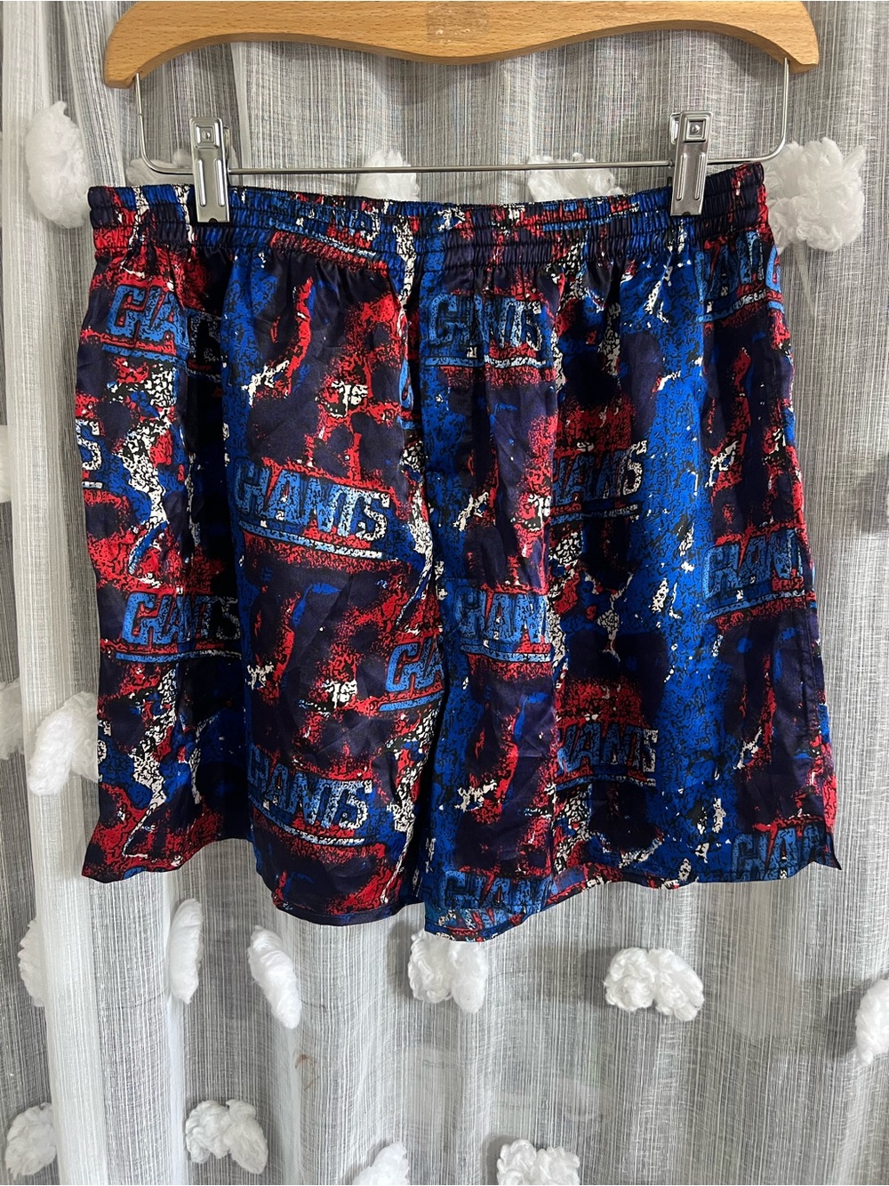 Men's Blue & Red Graphic nfl Giants silk boxer shorts